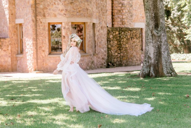 boho-bride-in-sheer-tulle-wedding-dress