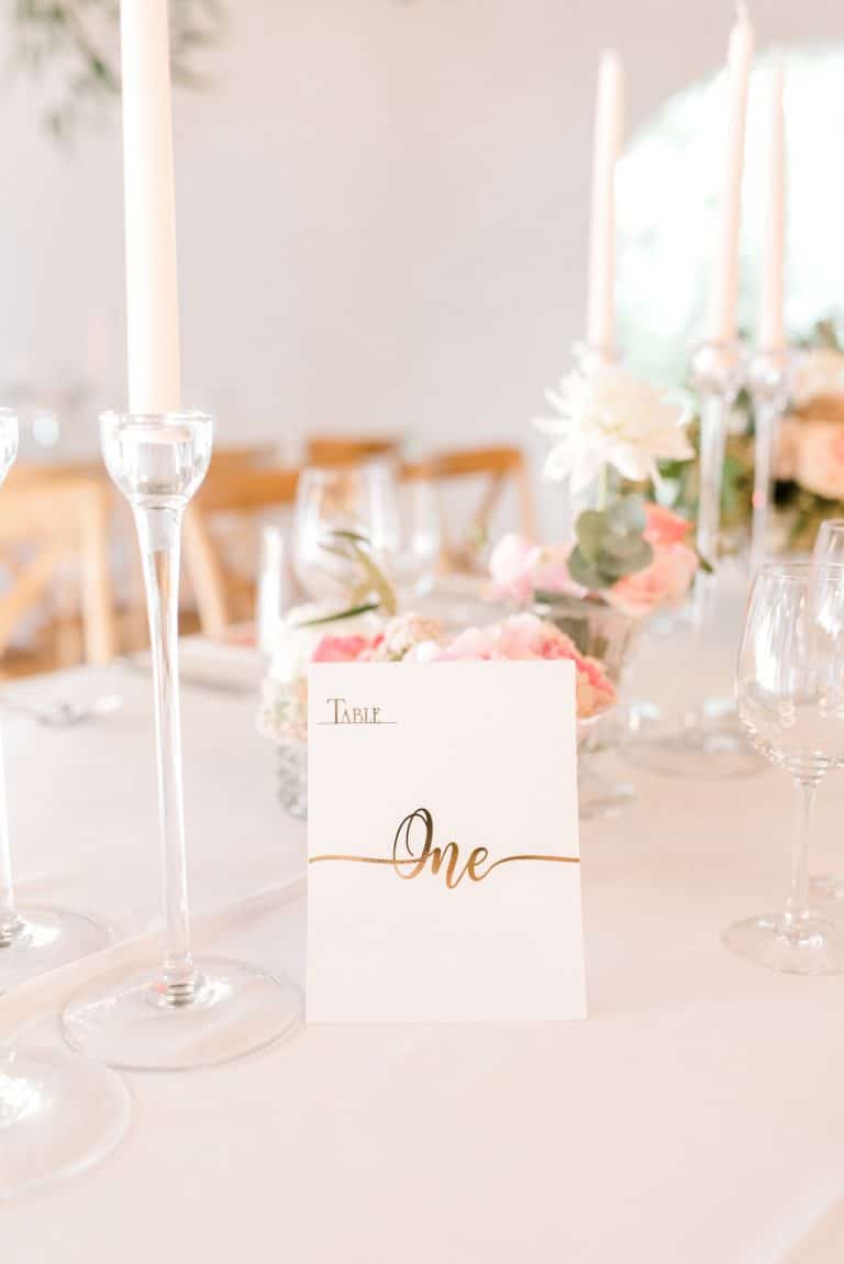 gold foil table number card
