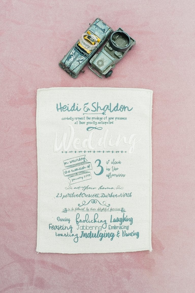 fabric wedding invitation