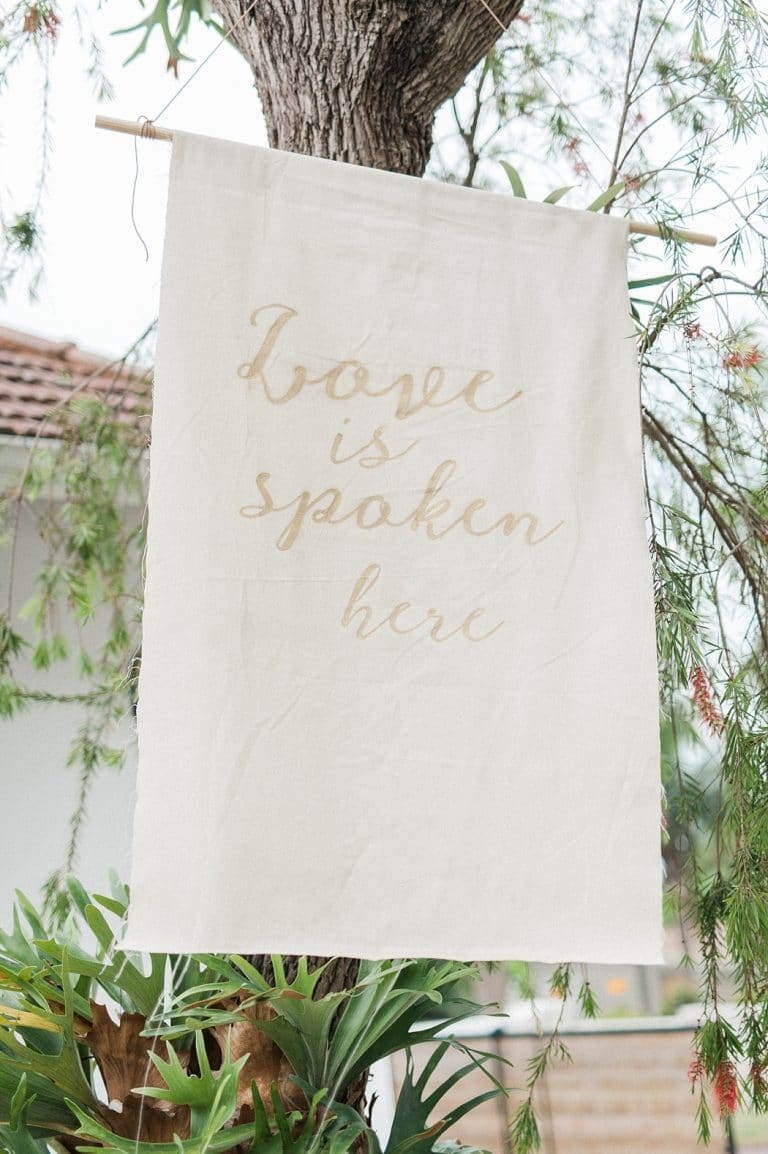 fabric banner love is spoken here