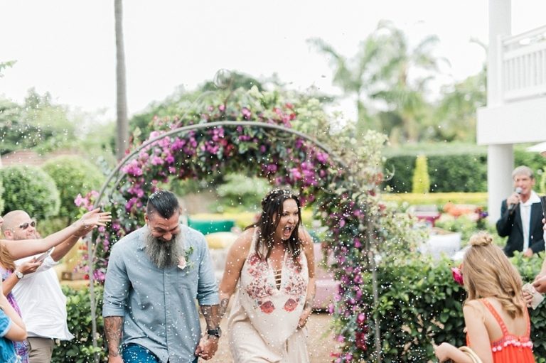 just married at-home garden wedding