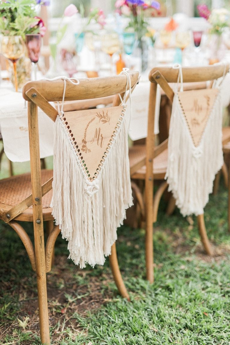 macramé mr and mrs chair signs
