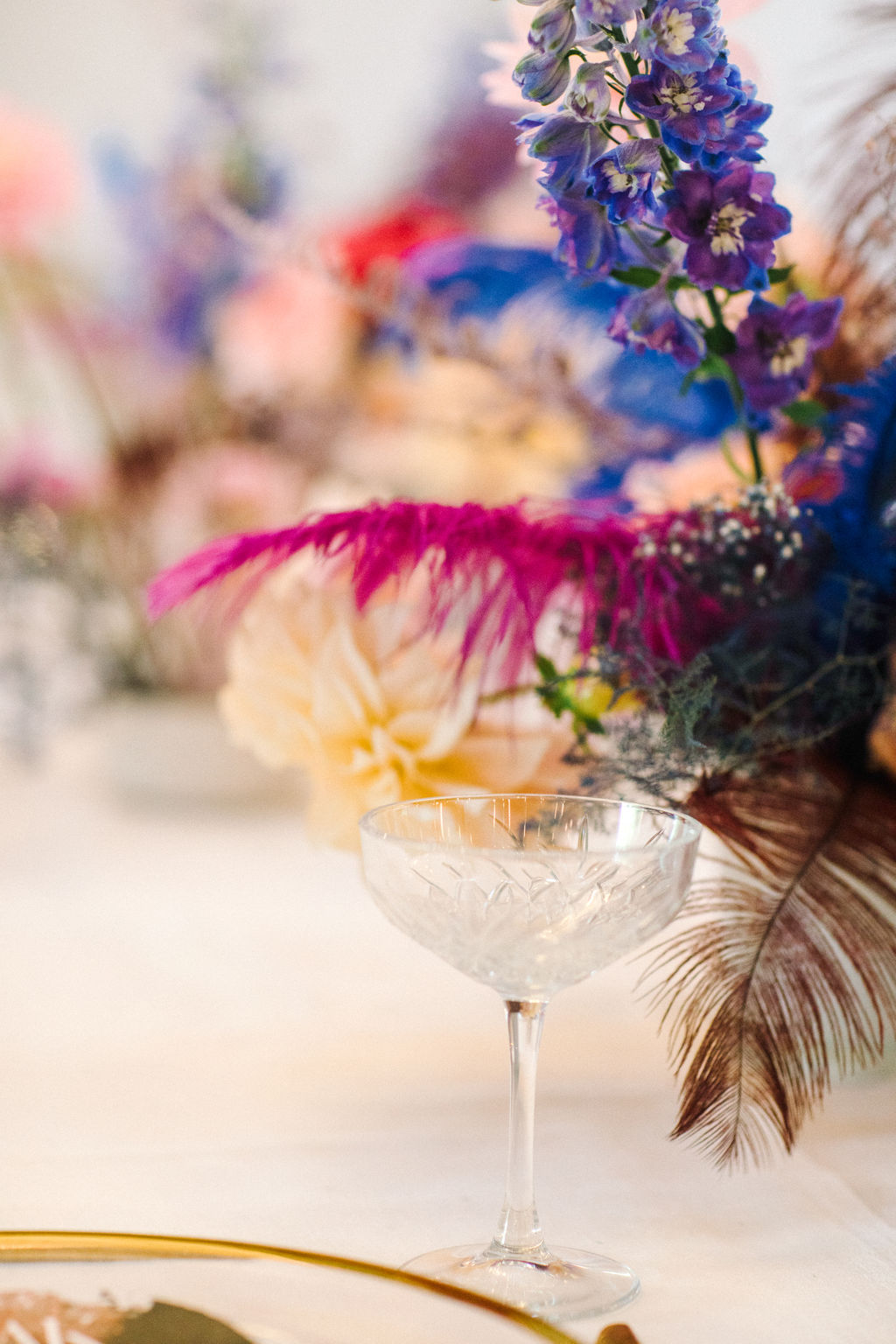 feather centrepieces whimsical glamour wedding